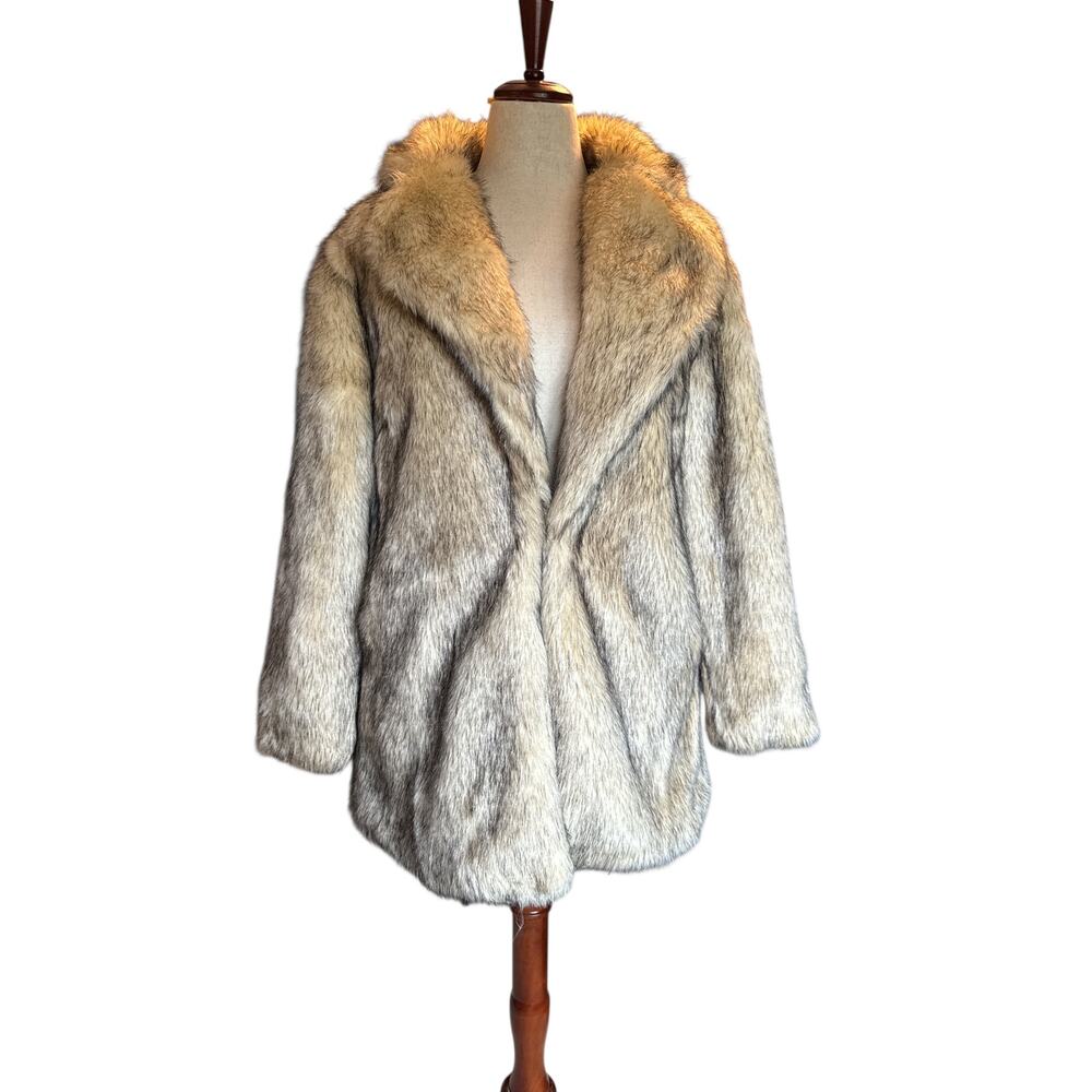 MINKPINK Faux Fur Coat | Medium | Leopard Lining | Hook Closure